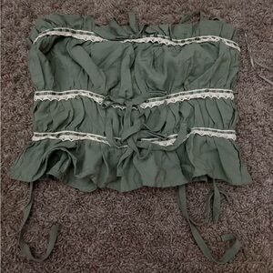 Women’s Olive Green Lace-Trim Strapless Top